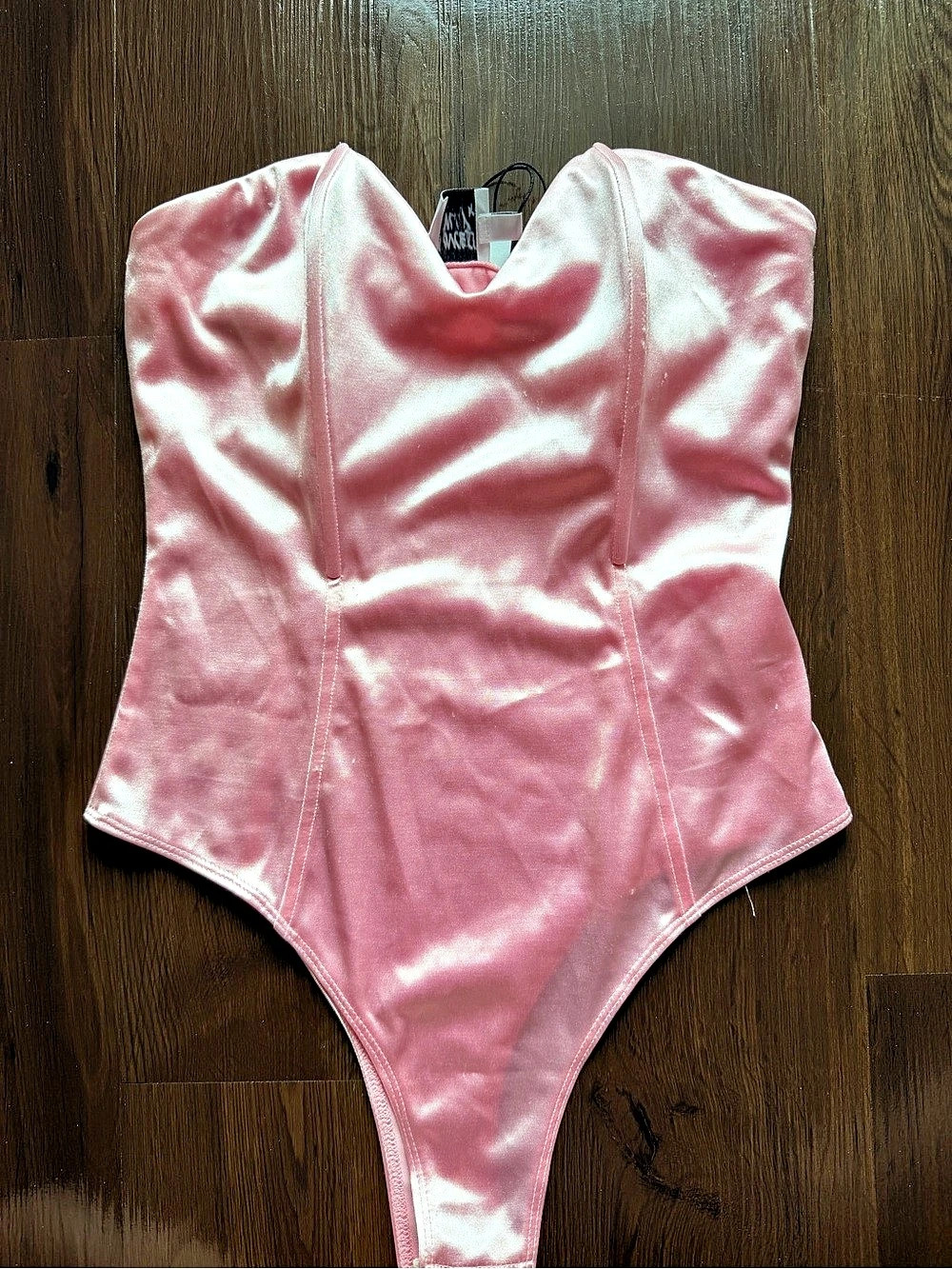Princess Polly Pink Satin Corset Bodysuit Size Medium NWT